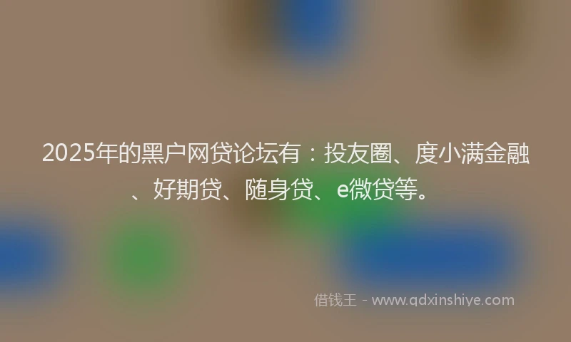 2025年的黑户网贷论坛有：投友圈、度小满金融、好期贷、随身贷、e微贷等。