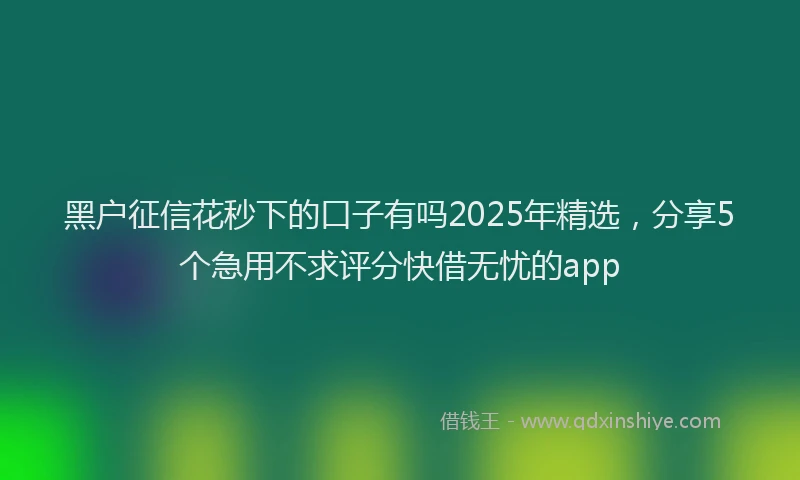 黑户征信花秒下的口子有吗2025年精选，分享5个急用不求评分快借无忧的app
