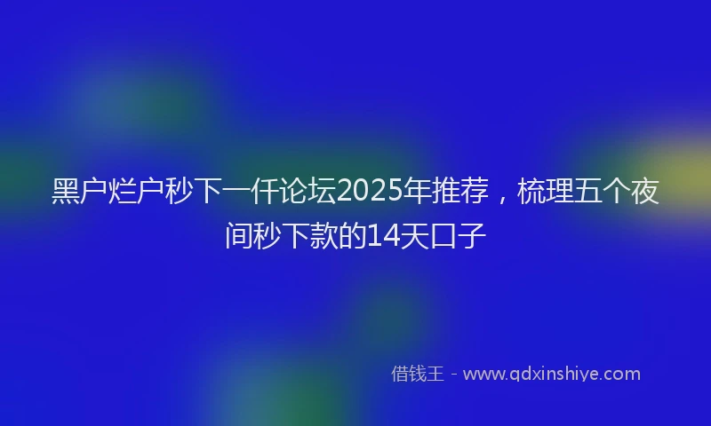 黑户烂户秒下一仟论坛2025年推荐，梳理五个夜间秒下款的14天口子