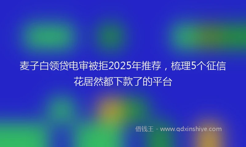 麦子白领贷电审被拒2025年推荐，梳理5个征信花居然都下款了的平台