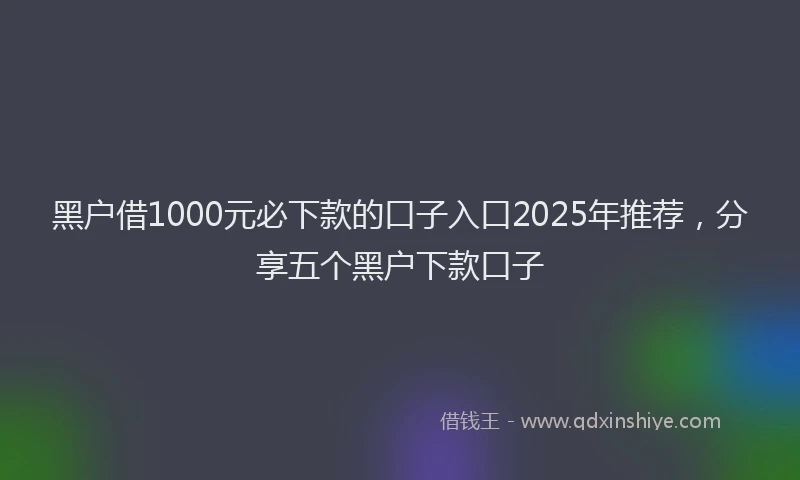 黑户借1000元必下款的口子入口2025年推荐，分享五个黑户下款口子