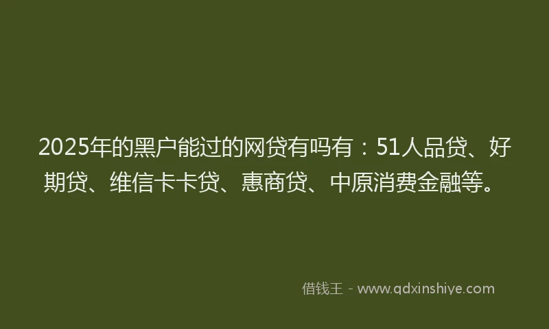 2025年的黑户能过的网贷有吗有：51人品贷、好期贷、维信卡卡贷、惠商贷、中原消费金融等。