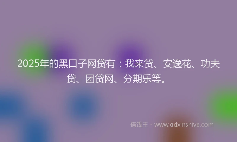 2025年的黑口子网贷有：我来贷、安逸花、功夫贷、团贷网、分期乐等。