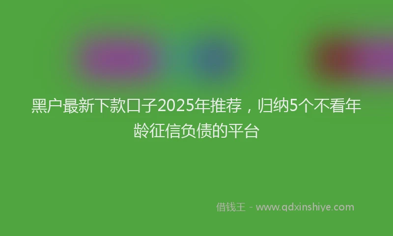 黑户最新下款口子2025年推荐，归纳5个不看年龄征信负债的平台