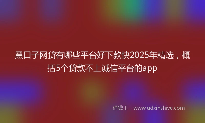 黑口子网贷有哪些平台好下款快2025年精选，概括5个贷款不上诚信平台的app