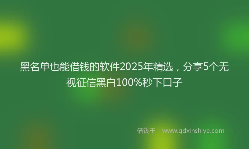 黑名单也能借钱的软件2025年精选，分享5个无视征信黑白100%秒下口子