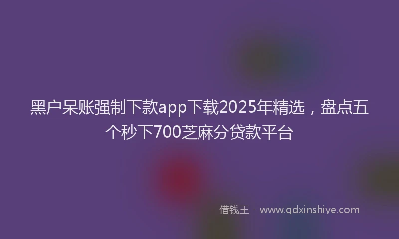 黑户呆账强制下款app下载2025年精选，盘点五个秒下700芝麻分贷款平台