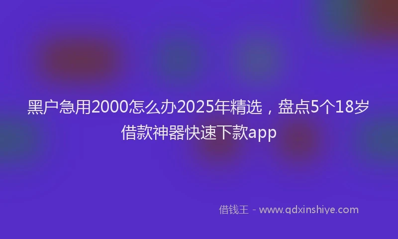 黑户急用2000怎么办2025年精选，盘点5个18岁借款神器快速下款app