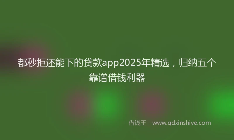 都秒拒还能下的贷款app2025年精选，归纳五个靠谱借钱利器