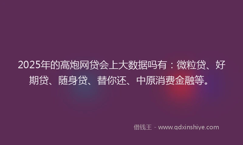 2025年的高炮网贷会上大数据吗有：微粒贷、好期贷、随身贷、替你还、中原消费金融等。