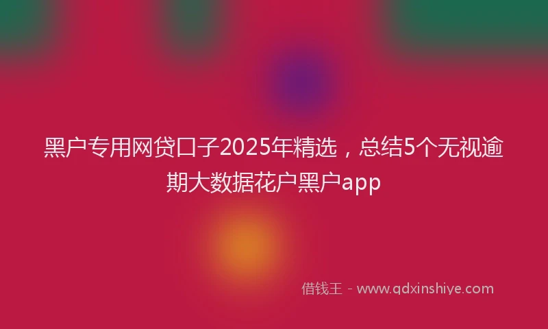 黑户专用网贷口子2025年精选，总结5个无视逾期大数据花户黑户app
