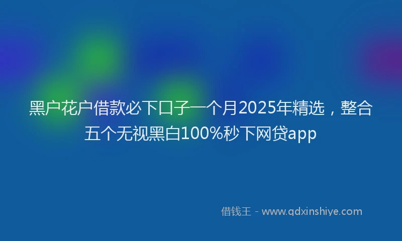 黑户花户借款必下口子一个月2025年精选，整合五个无视黑白100%秒下网贷app
