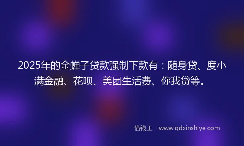 2025年的金蝉子贷款强制下款有：随身贷、度小满金融、花呗、美团生活费、你我贷等。