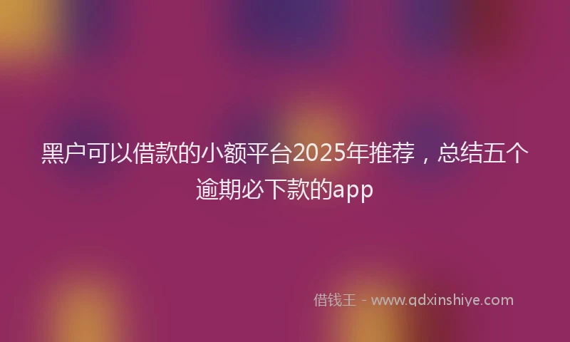 黑户可以借款的小额平台2025年推荐，总结五个逾期必下款的app