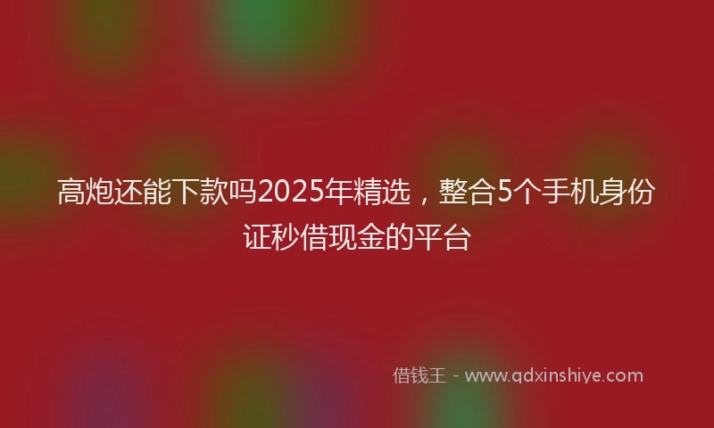 高炮还能下款吗2025年精选，整合5个手机身份证秒借现金的平台