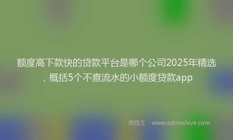 额度高下款快的贷款平台是哪个公司2025年精选，概括5个不查流水的小额度贷款app