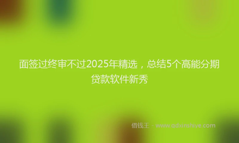 面签过终审不过2025年精选，总结5个高能分期贷款软件新秀