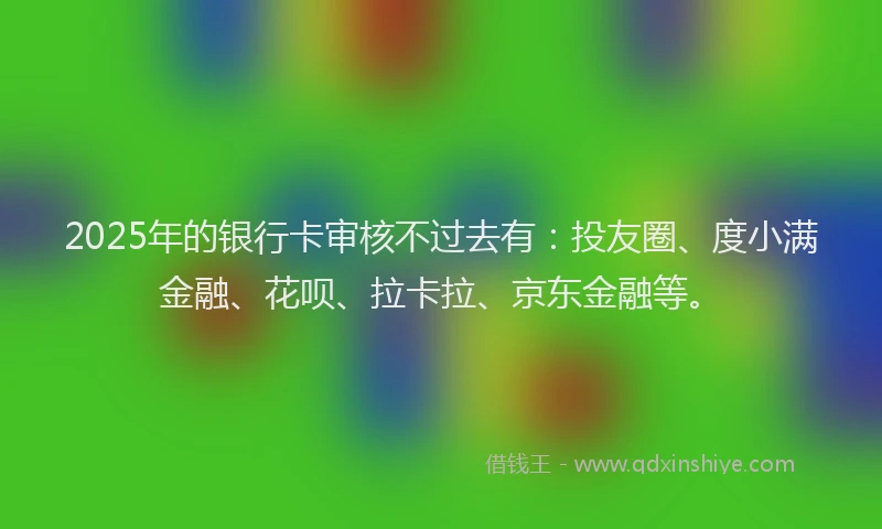 2025年的银行卡审核不过去有：投友圈、度小满金融、花呗、拉卡拉、京东金融等。