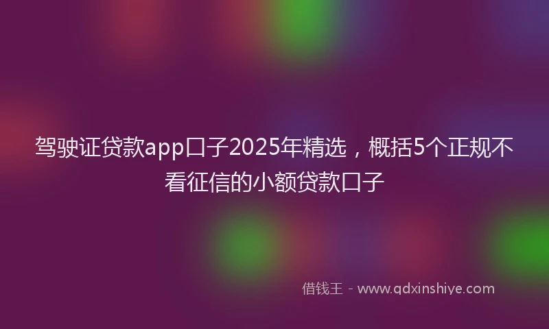 驾驶证贷款app口子2025年精选，概括5个正规不看征信的小额贷款口子