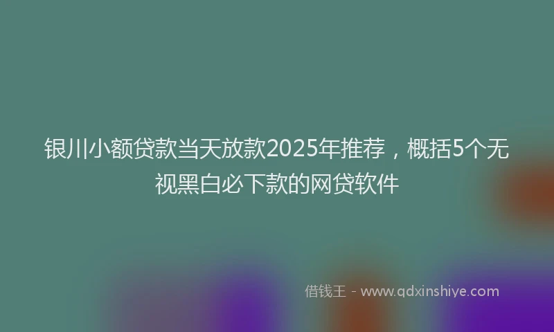 银川小额贷款当天放款2025年推荐，概括5个无视黑白必下款的网贷软件