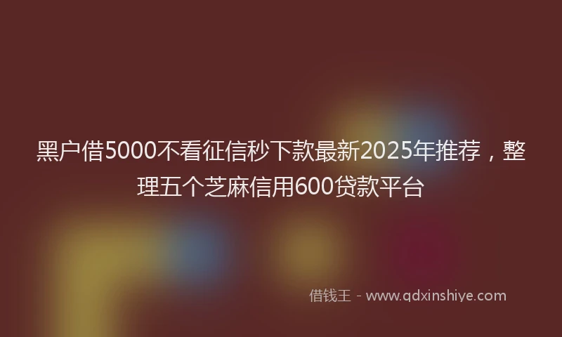 黑户借5000不看征信秒下款最新2025年推荐，整理五个芝麻信用600贷款平台