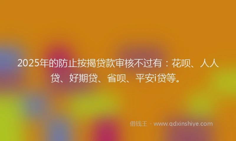 2025年的防止按揭贷款审核不过有：花呗、人人贷、好期贷、省呗、平安i贷等。