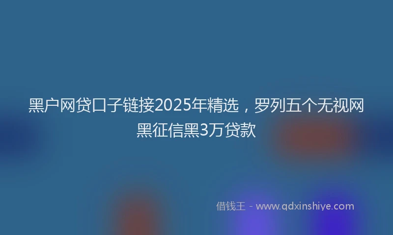 黑户网贷口子链接2025年精选，罗列五个无视网黑征信黑3万贷款