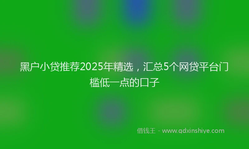 黑户小贷推荐2025年精选，汇总5个网贷平台门槛低一点的口子