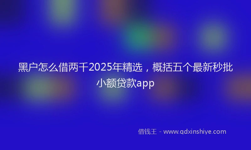黑户怎么借两千2025年精选，概括五个最新秒批小额贷款app