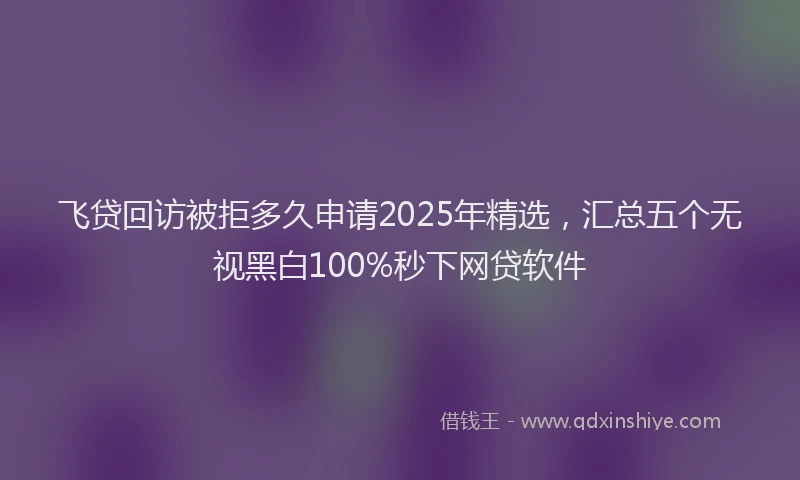 飞贷回访被拒多久申请2025年精选，汇总五个无视黑白100%秒下网贷软件