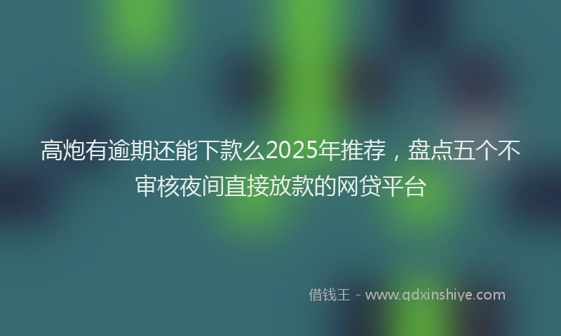高炮有逾期还能下款么2025年推荐，盘点五个不审核夜间直接放款的网贷平台