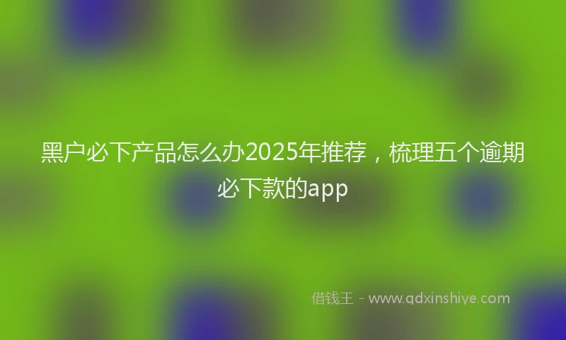 黑户必下产品怎么办2025年推荐，梳理五个逾期必下款的app