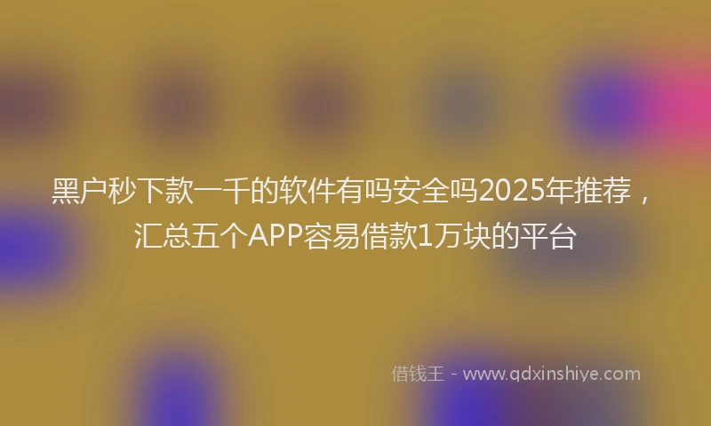 黑户秒下款一千的软件有吗安全吗2025年推荐，汇总五个APP容易借款1万块的平台