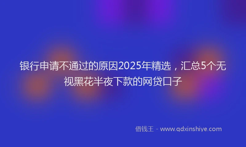 银行申请不通过的原因2025年精选，汇总5个无视黑花半夜下款的网贷口子