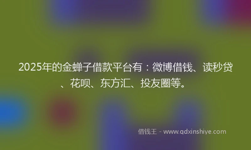2025年的金蝉子借款平台有：微博借钱、读秒贷、花呗、东方汇、投友圈等。