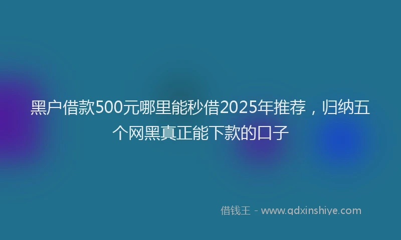 黑户借款500元哪里能秒借2025年推荐，归纳五个网黑真正能下款的口子