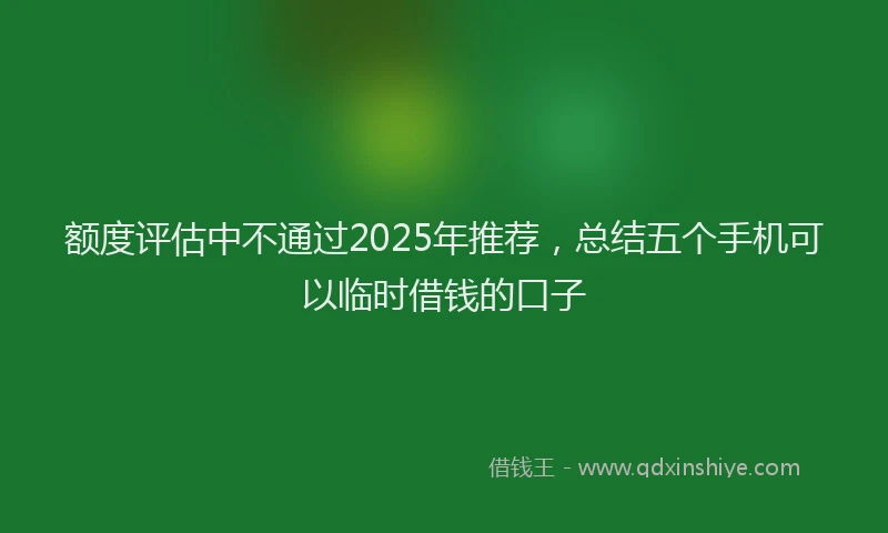 额度评估中不通过2025年推荐，总结五个手机可以临时借钱的口子