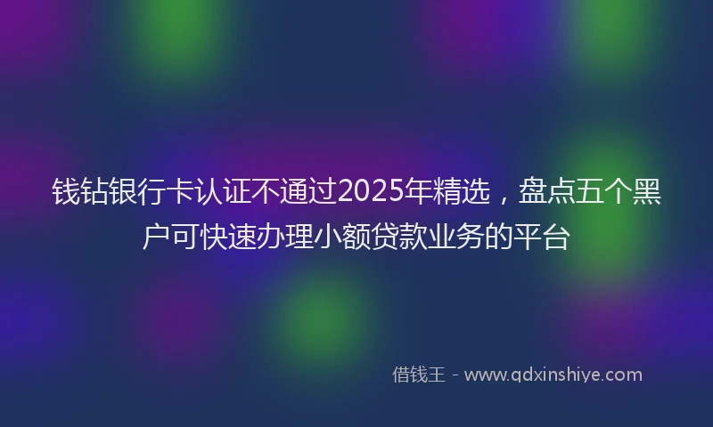 钱钻银行卡认证不通过2025年精选，盘点五个黑户可快速办理小额贷款业务的平台