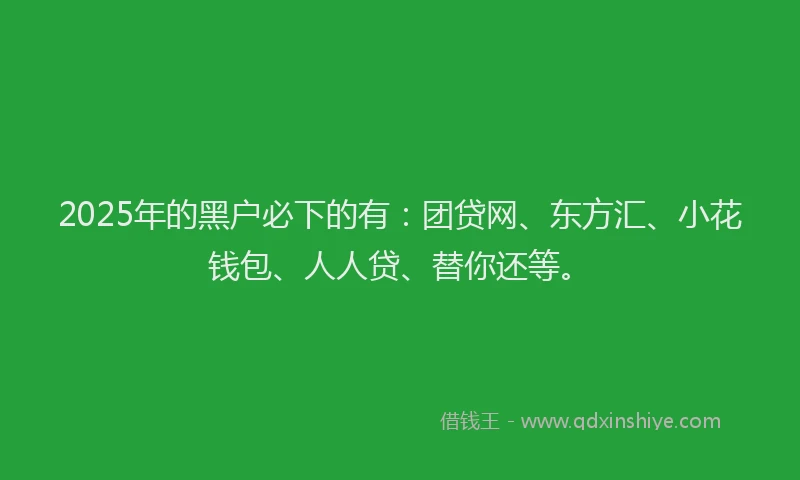 2025年的黑户必下的有：团贷网、东方汇、小花钱包、人人贷、替你还等。