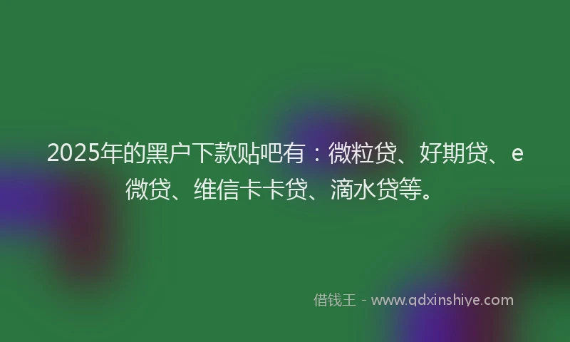 2025年的黑户下款贴吧有：微粒贷、好期贷、e微贷、维信卡卡贷、滴水贷等。