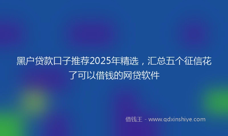 黑户贷款口子推荐2025年精选，汇总五个征信花了可以借钱的网贷软件