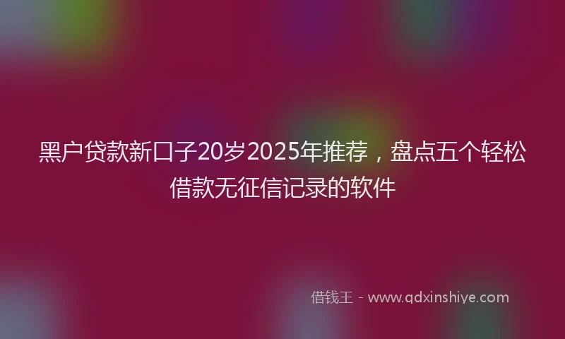 黑户贷款新口子20岁2025年推荐，盘点五个轻松借款无征信记录的软件
