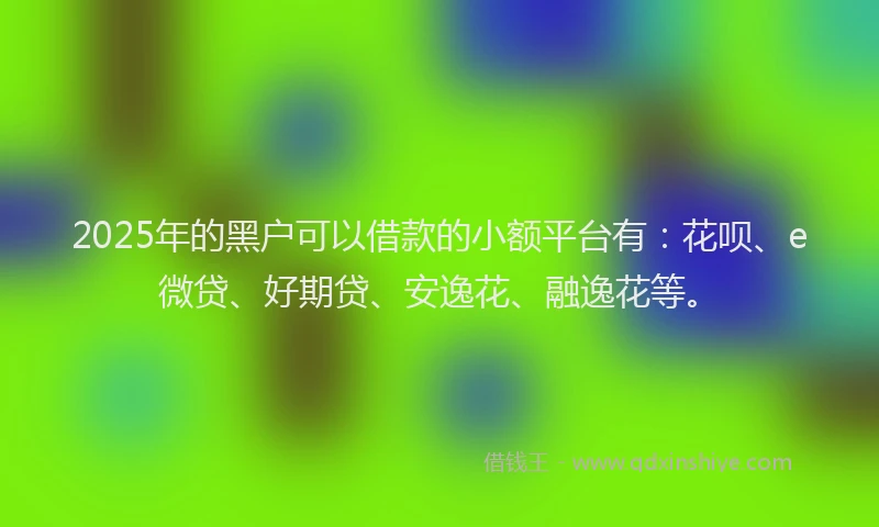 2025年的黑户可以借款的小额平台有：花呗、e微贷、好期贷、安逸花、融逸花等。