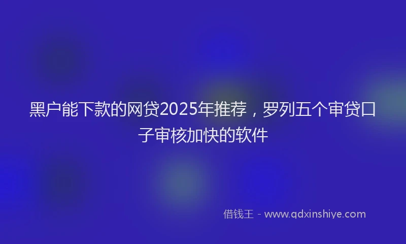 黑户能下款的网贷2025年推荐，罗列五个审贷口子审核加快的软件