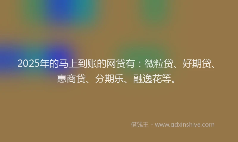 2025年的马上到账的网贷有：微粒贷、好期贷、惠商贷、分期乐、融逸花等。