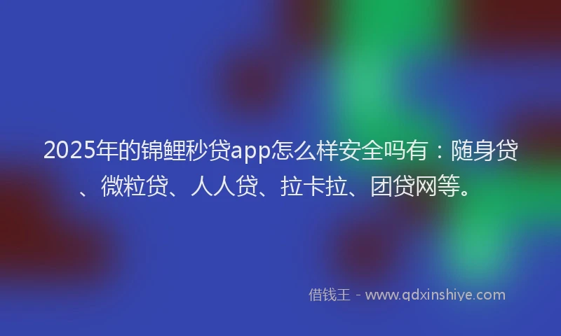 2025年的锦鲤秒贷app怎么样安全吗有：随身贷、微粒贷、人人贷、拉卡拉、团贷网等。