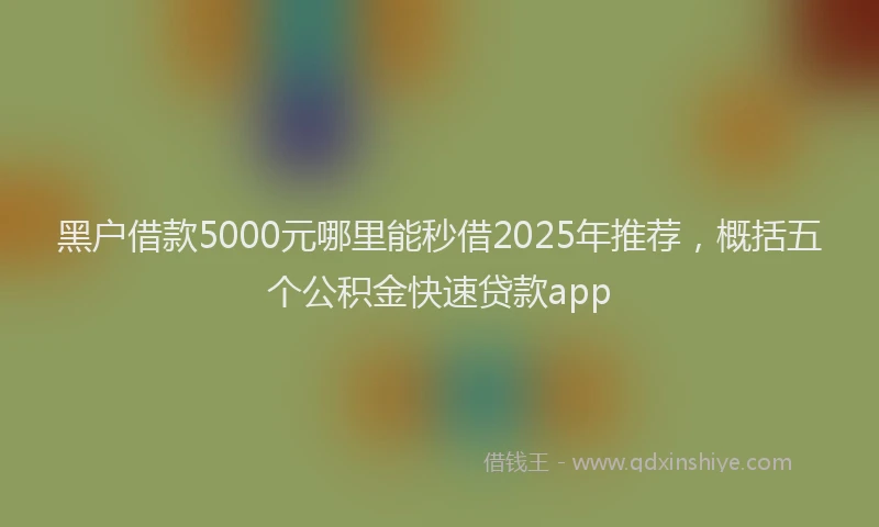黑户借款5000元哪里能秒借2025年推荐，概括五个公积金快速贷款app