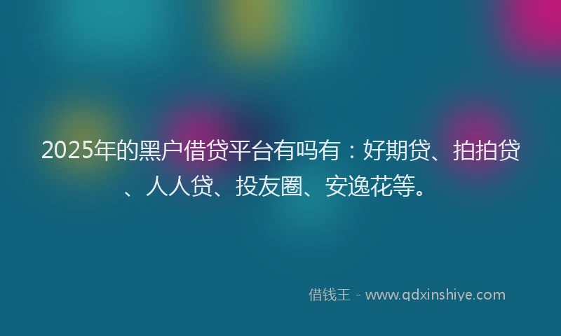 2025年的黑户借贷平台有吗有：好期贷、拍拍贷、人人贷、投友圈、安逸花等。