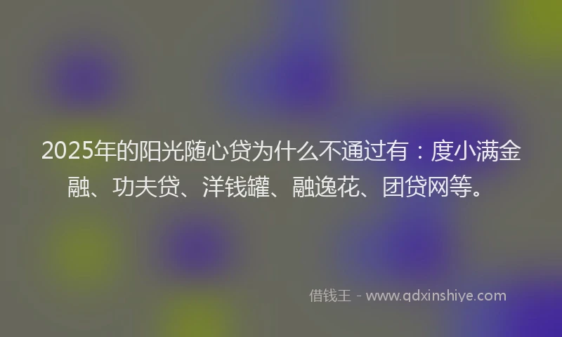 2025年的阳光随心贷为什么不通过有：度小满金融、功夫贷、洋钱罐、融逸花、团贷网等。
