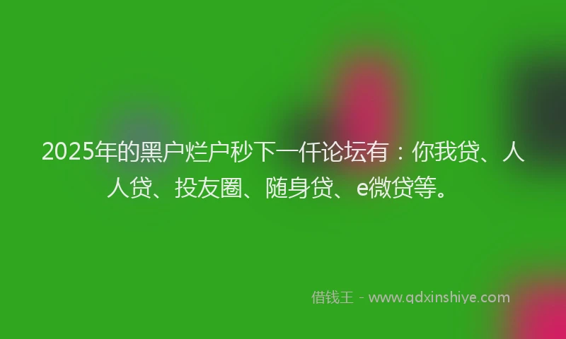 2025年的黑户烂户秒下一仟论坛有：你我贷、人人贷、投友圈、随身贷、e微贷等。